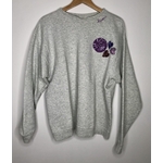 SWEAT GRIS CLAIR BISOUS MAUVE L