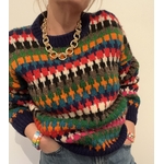 pull laine multicolore vintage porté