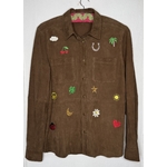 Chemise daim brodée foncée