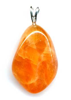 Pendentif Calcite Orange Extra avec Bélière argent