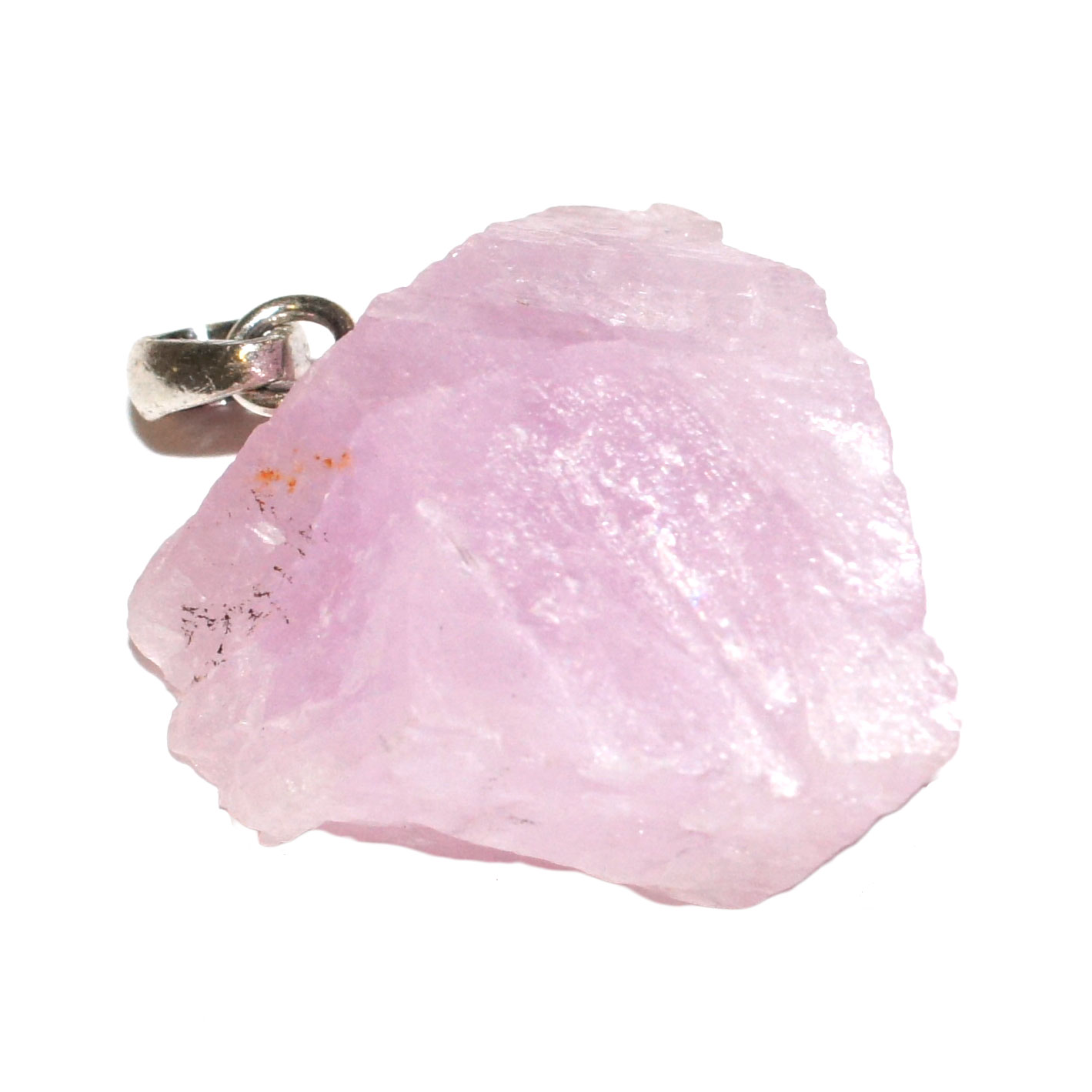 Pièce-unique-Pendentif-kunzite-rose-brute-bélière-argent-Modèle-2.1