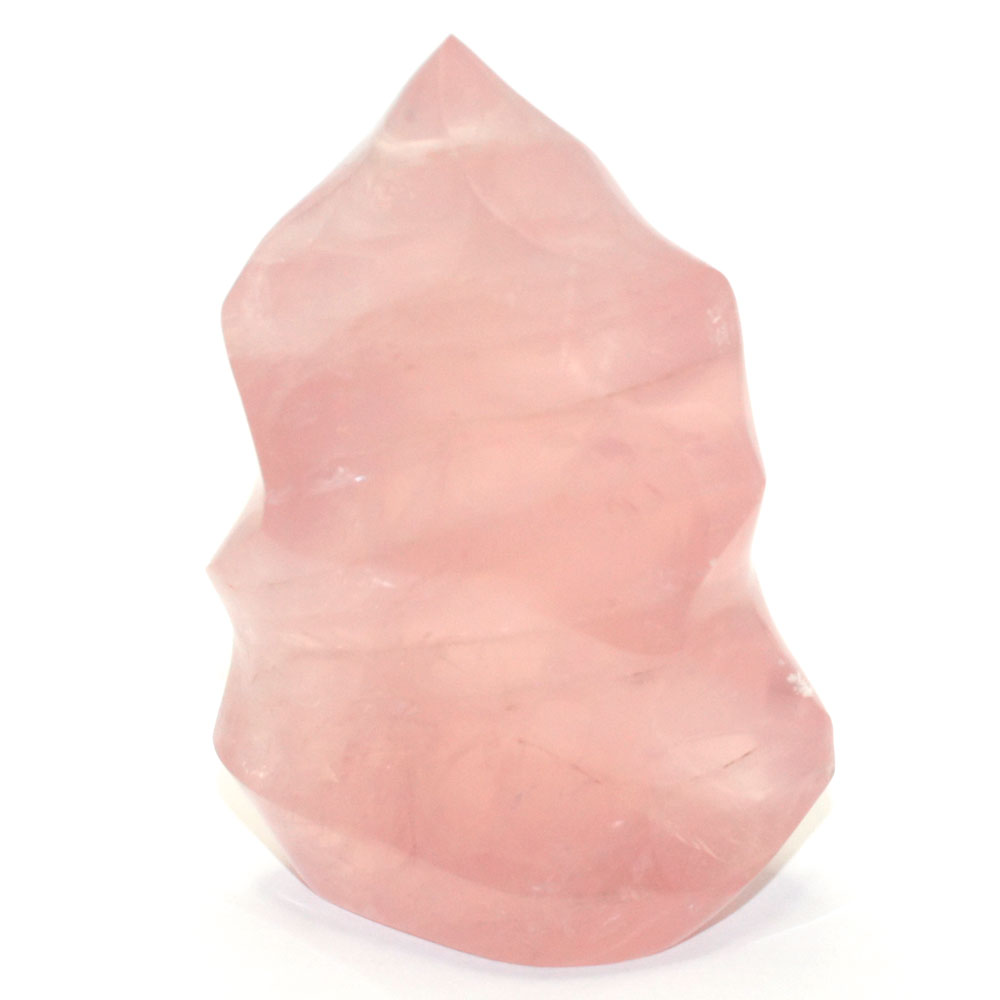 Quartz-rose-EXTRA-polie,-forme-de-flamme,-bloc-à-poser-de-440g-2