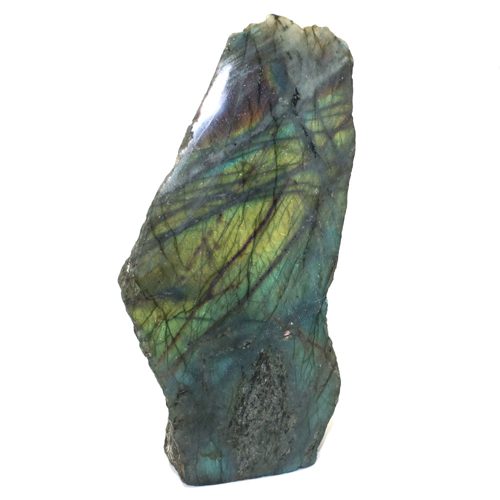Pièce-unique-Labradorite-EXTRA-1-face-polie-en-bloc-brut-forme-libre-à-poser-598g