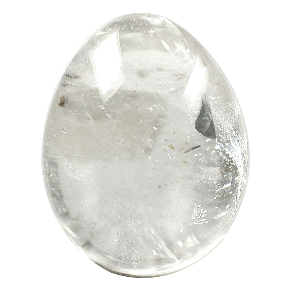 Oeuf en Cristal de Roche 48x35mm avec Support Plexi
