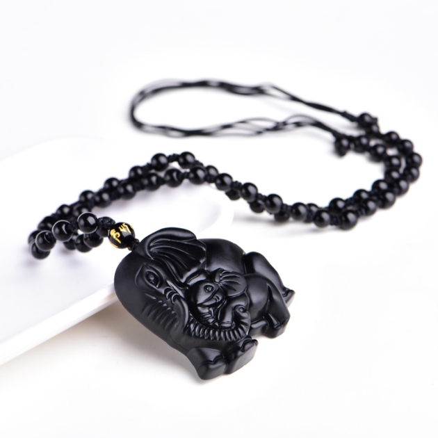chinois-travail-manuel-naturel-noir-obsidienne-sculpt-m-re-b-b-mignon-l-phant-amulette-chanceux