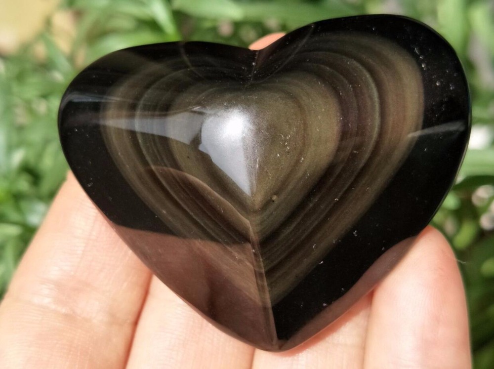 Obsidienne oeil séleste en forme de coeur-2