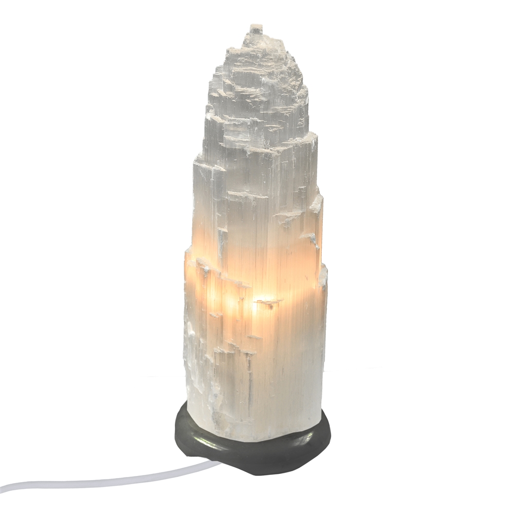 Lampe Cylindrique en Sélénite Brute