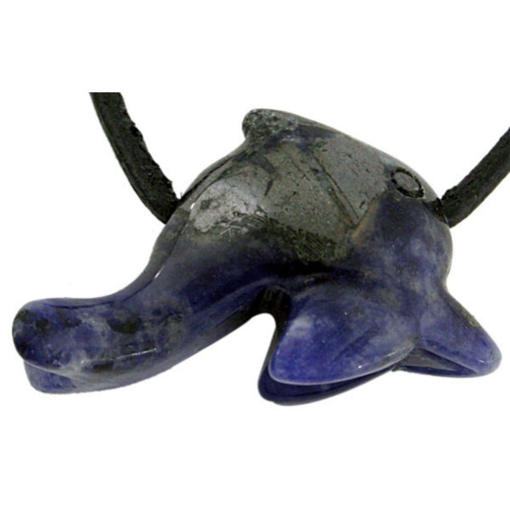 Pendentif sodalite en dauphin 25 mm avec cordon