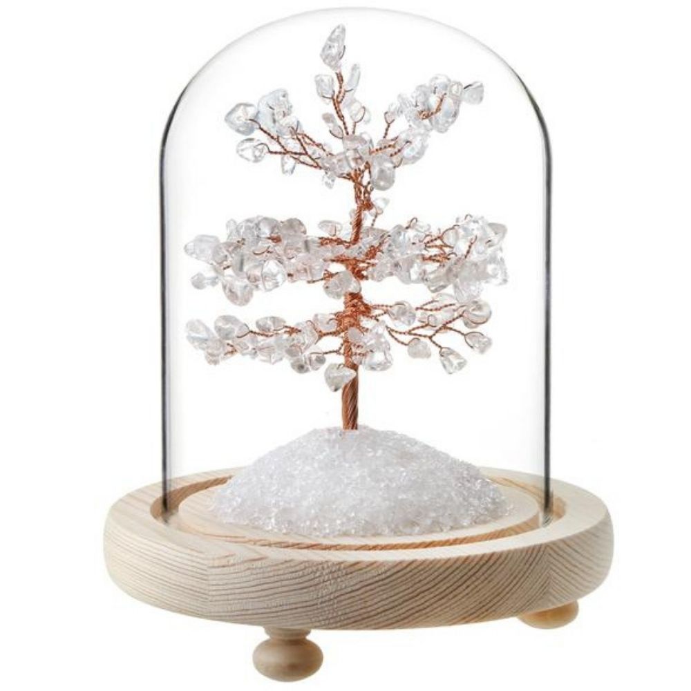 Arbre du Bonheur sous cloche Cristal de Roche