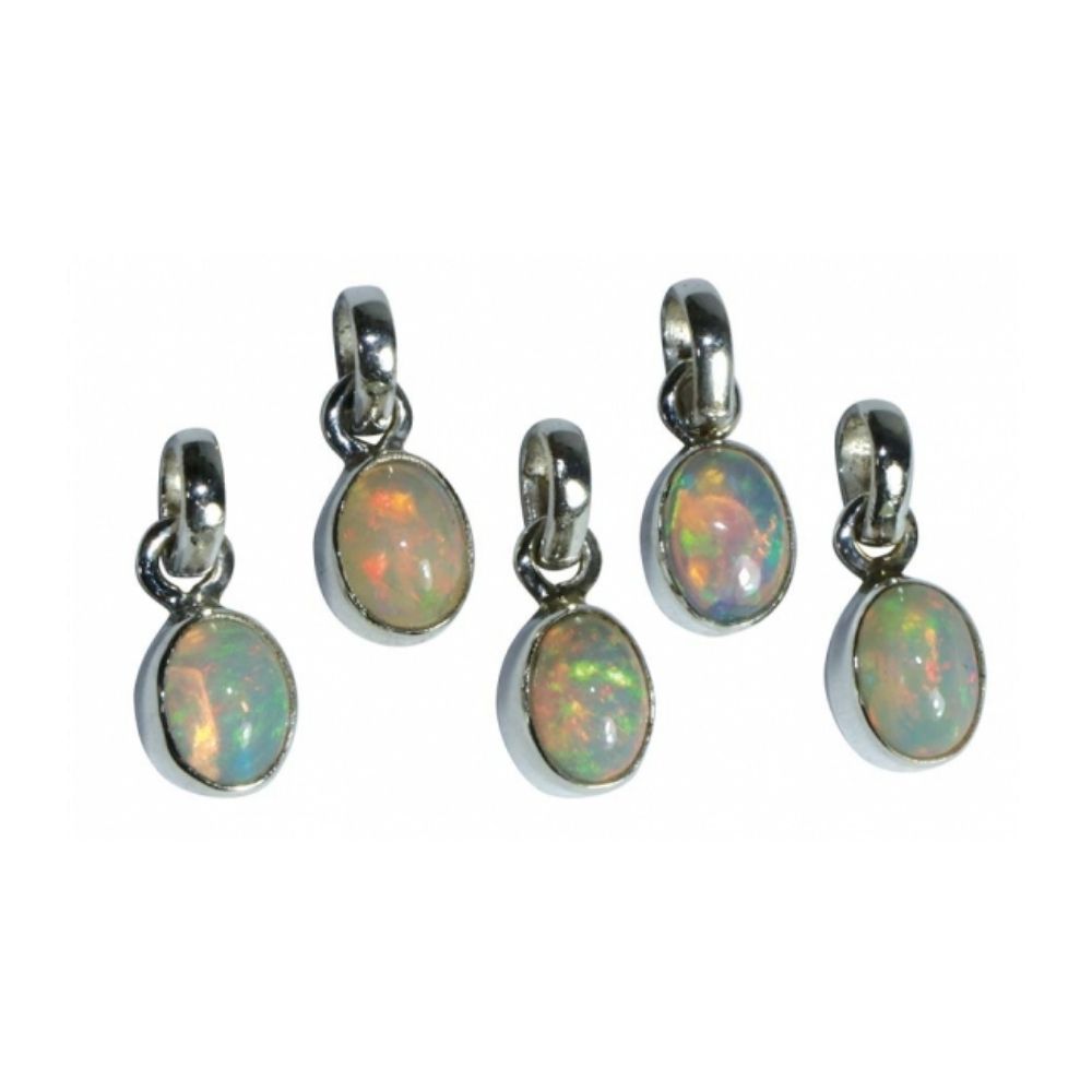 Pendentif opale noble serti argent