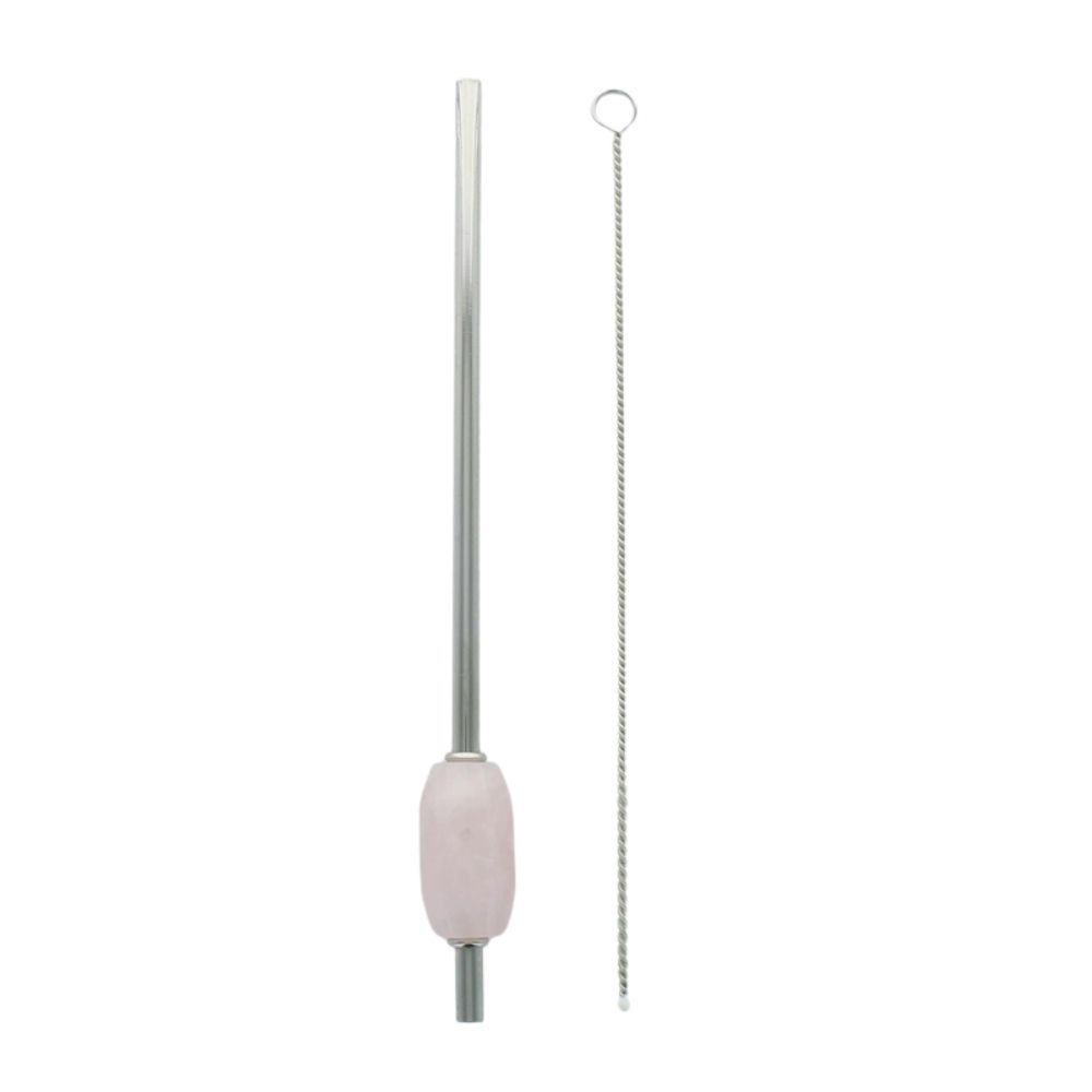 Paille en métal Quartz rose