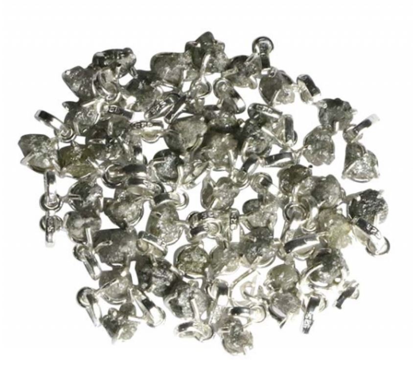 Pend diamant brut avec bélière argent-1