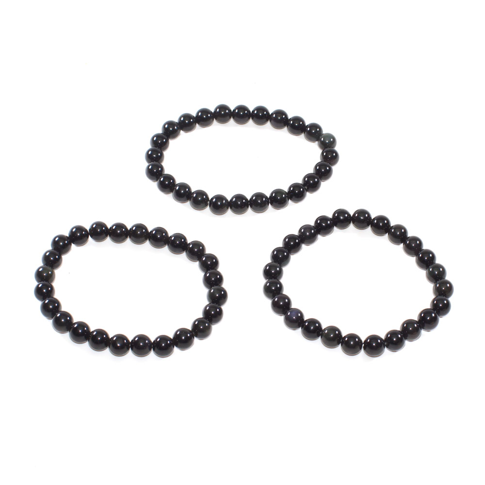 Bracelet obsidienne oeil céleste (boules 7-8mm)
