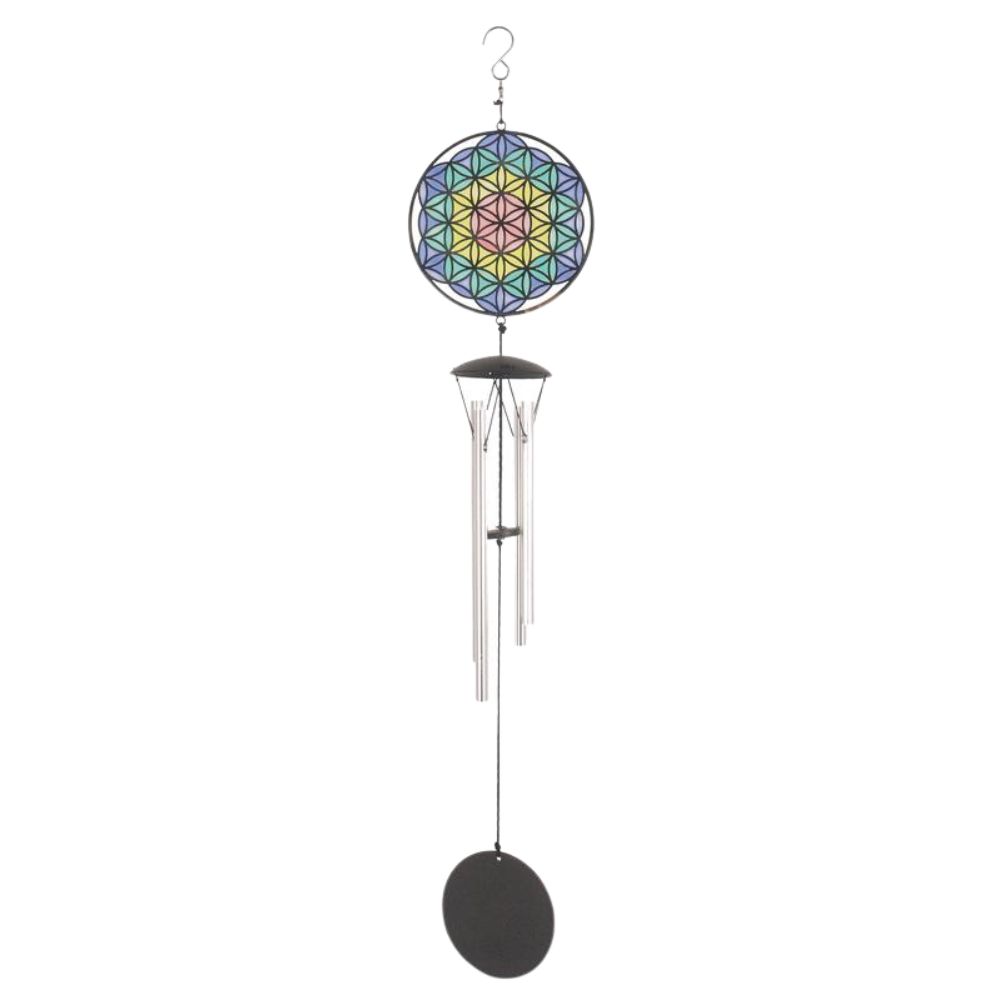Carillon à vent Attrape-soleil Fleur de Vie 46 cm