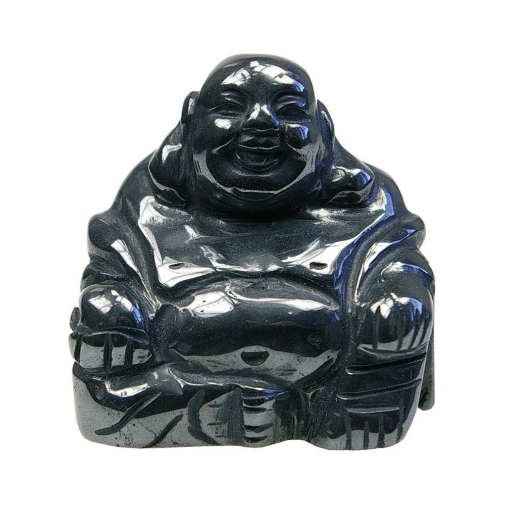 Bouddha Rieur Assis 4 cm en Hématite - Porte bonheur