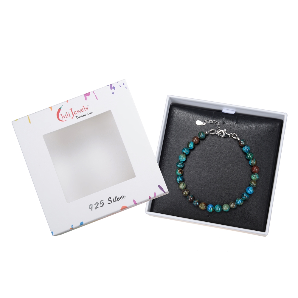 Bracelet chrysocolle 6mm en argent-1