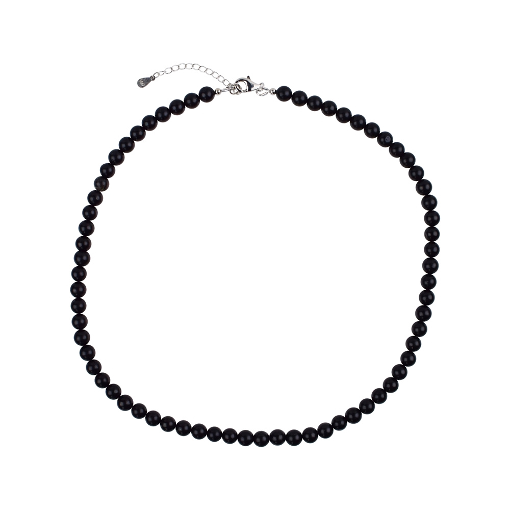 Collier Shungite en Boules 6mm et Argent 925 Rhodié