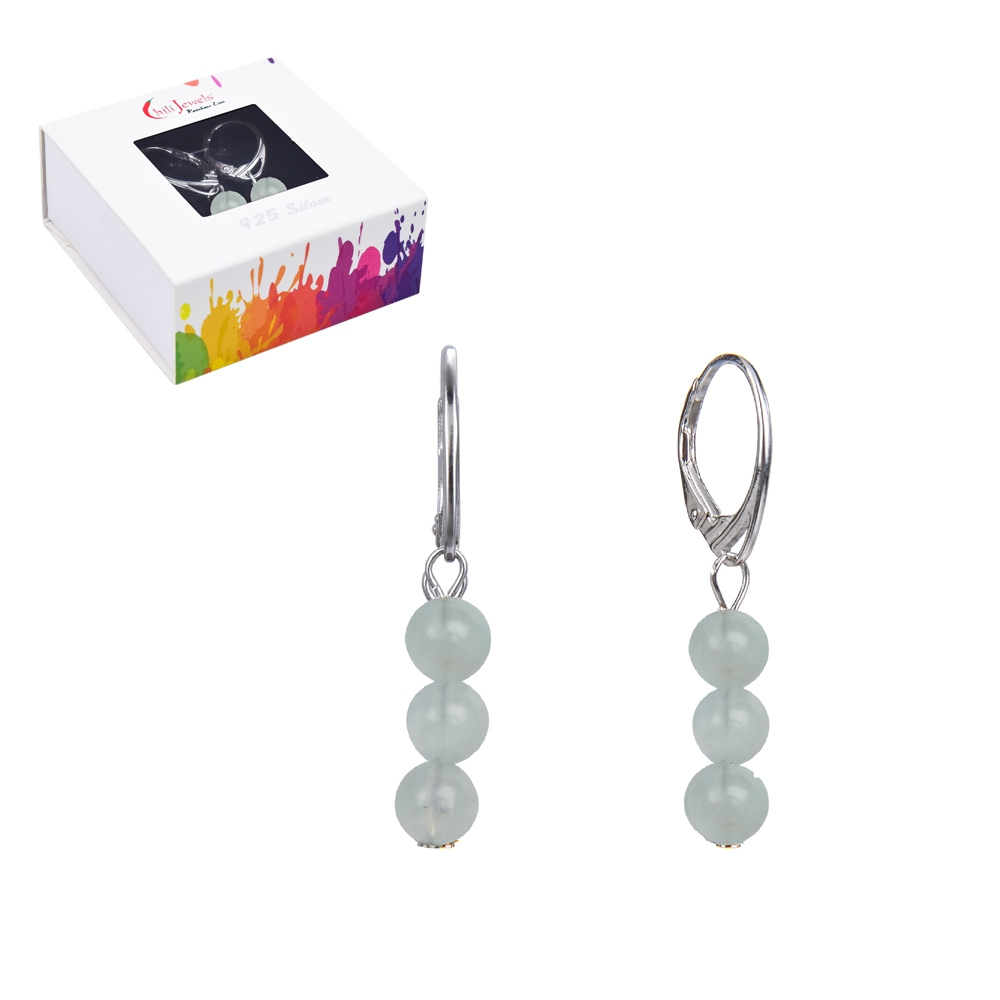 Boucles d\'oreilles en Aigue marine 6mm et Argent 925 Rhodié