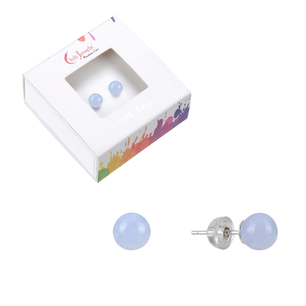 Boucles d\'oreilles Calcédoine en Argent 925 rhodié