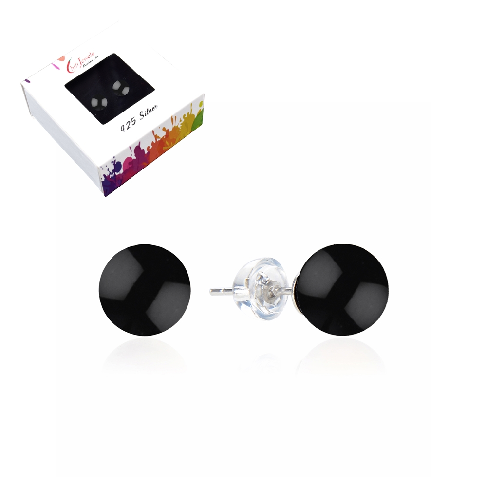 Boucles d\'oreilles Onyx Noir en Argent 925 Rhodié