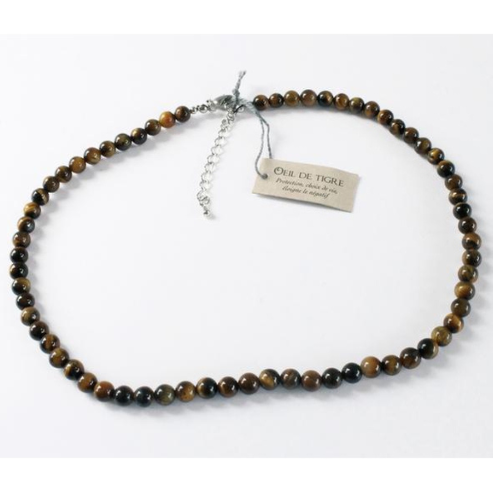 Collier Oeil de Tigre Perles rondes 8 mm