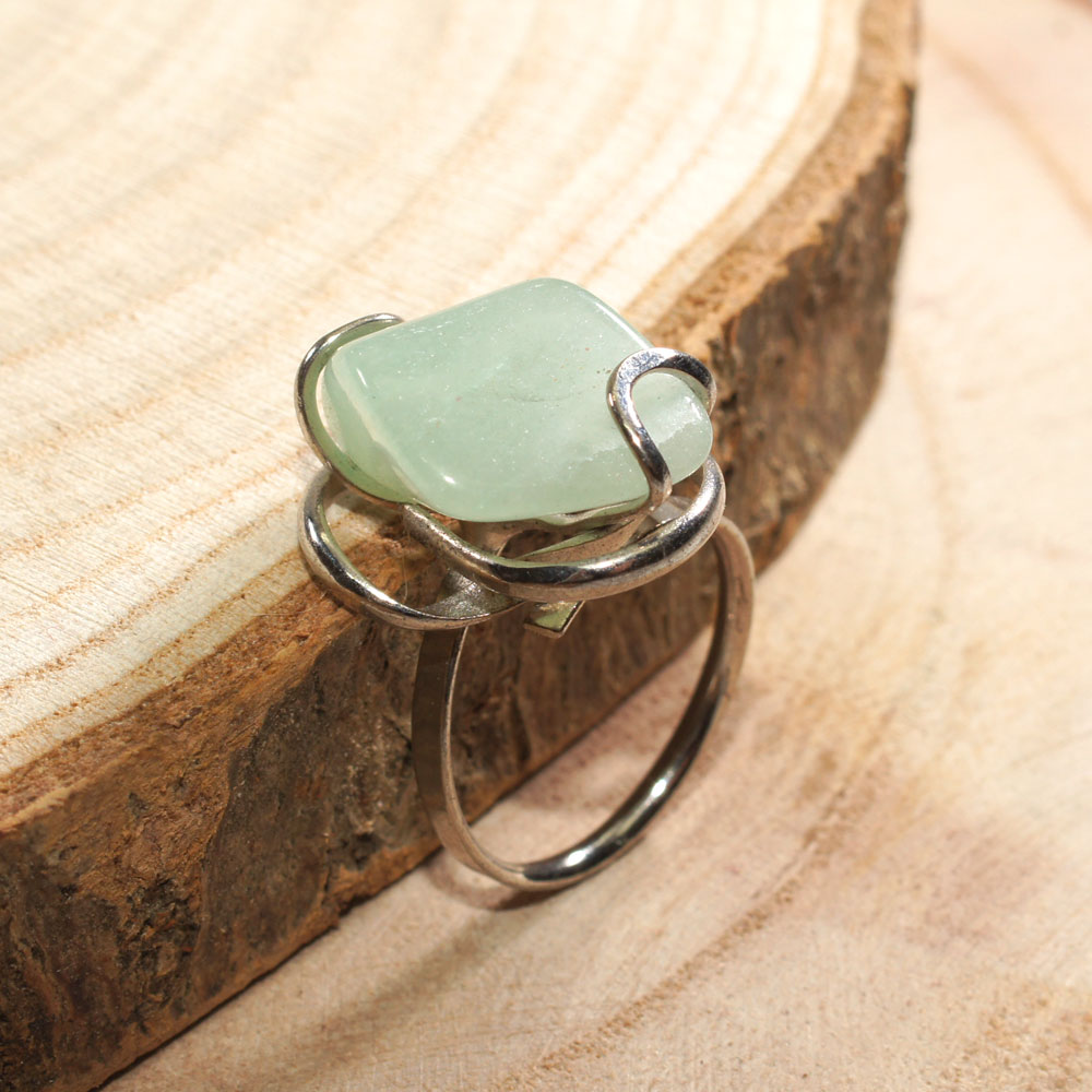 Bague Chaîne 3 perles Aventurine