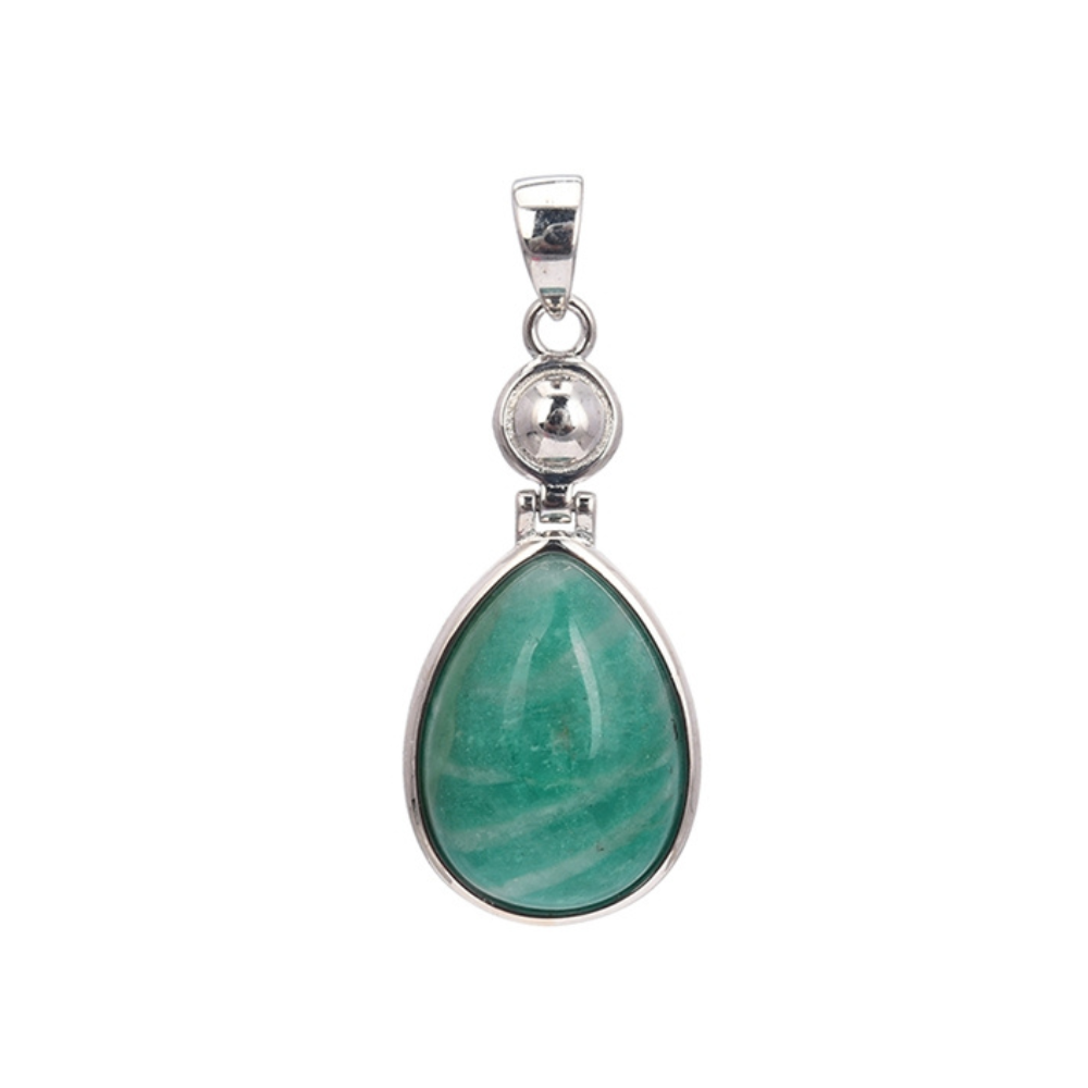 Pendentif Amazonite de Russie Goutte en Argent 925 Platiné