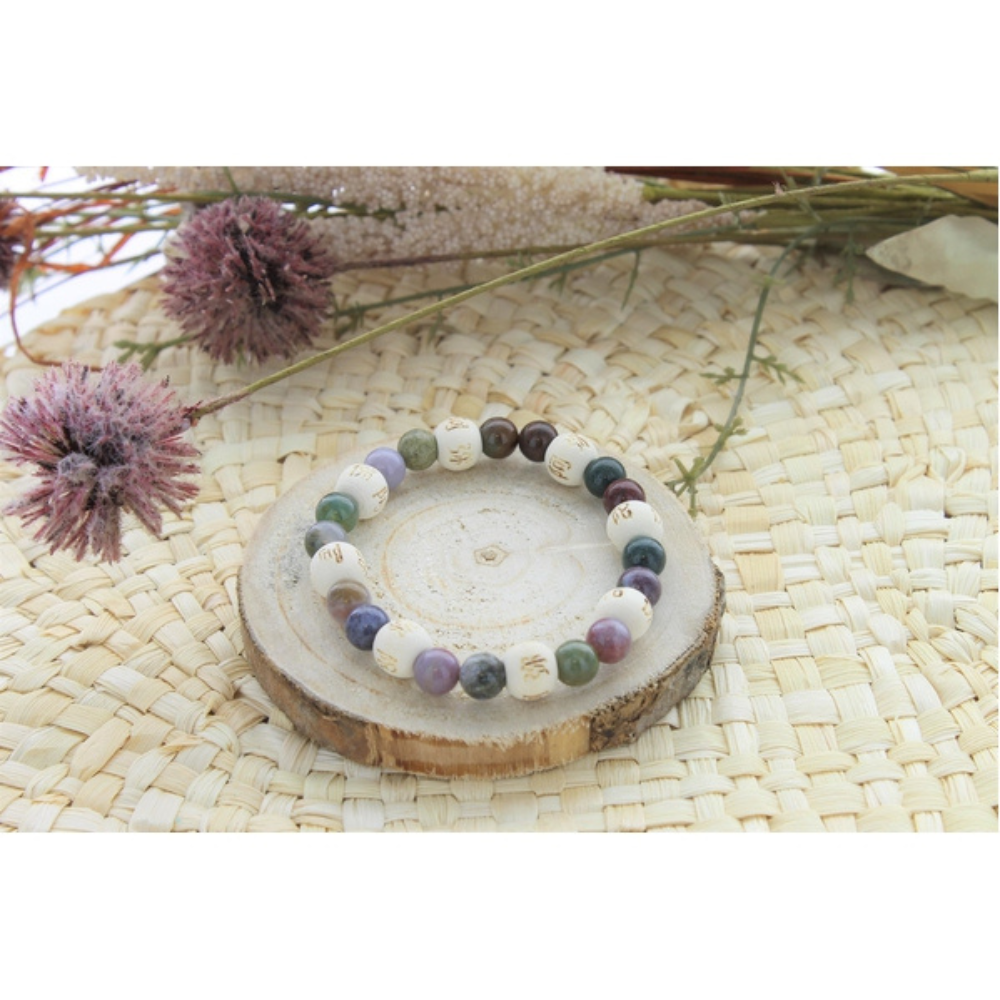 Bracelet perles de Karma en Agate multicolore