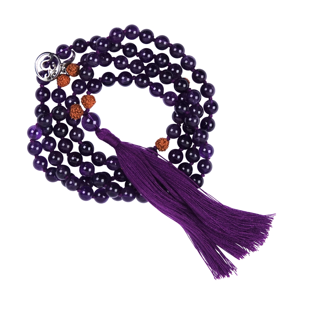Collier Mala Tibétain en Améthyste (Sahasrara)