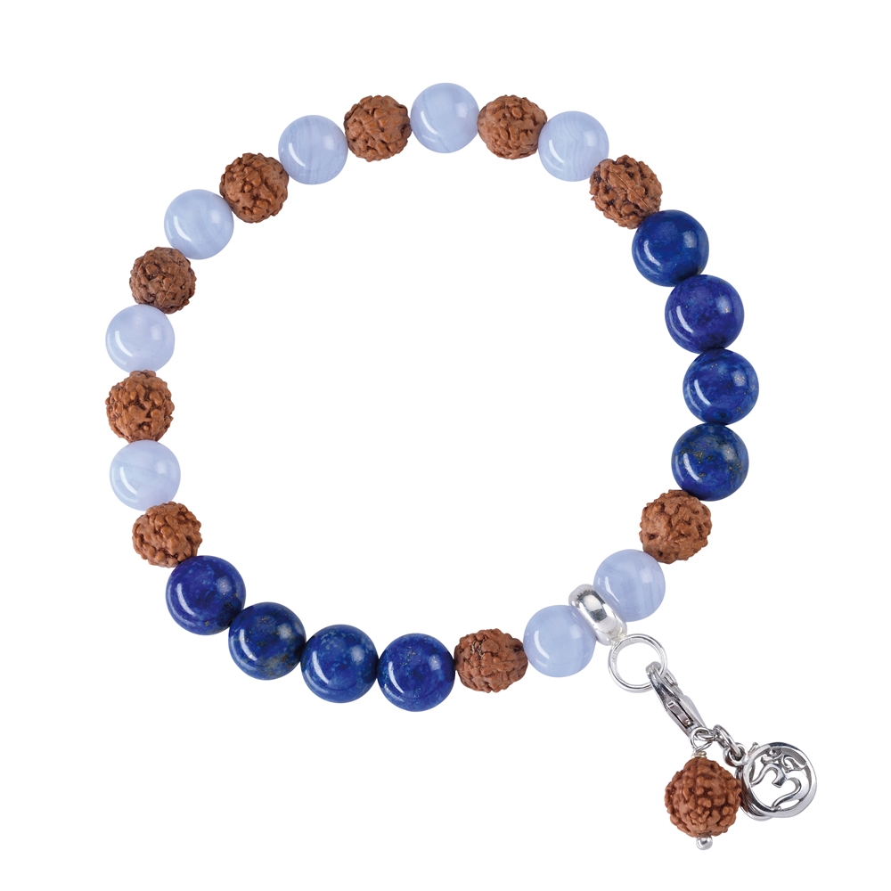Bracelet Mala Tibétain en Calcédoine bleue et Lapis lazuli (Communication)