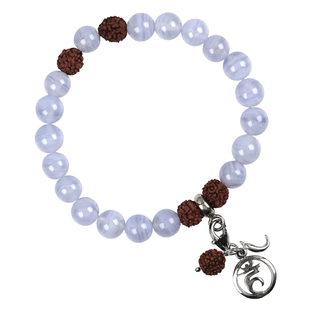 Bracelet Mala Tibétain en Calcédoine bleue (Vishuddha)