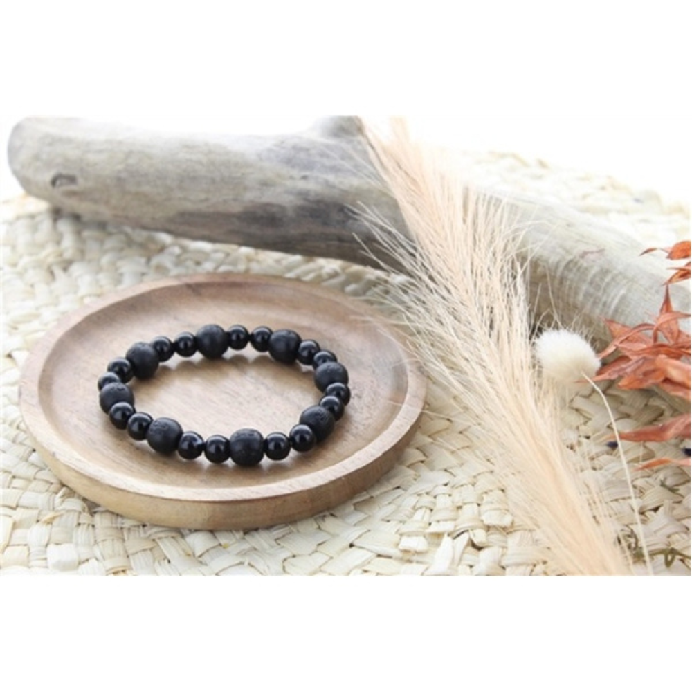 Bracelet Karma Onyx/Bois noir