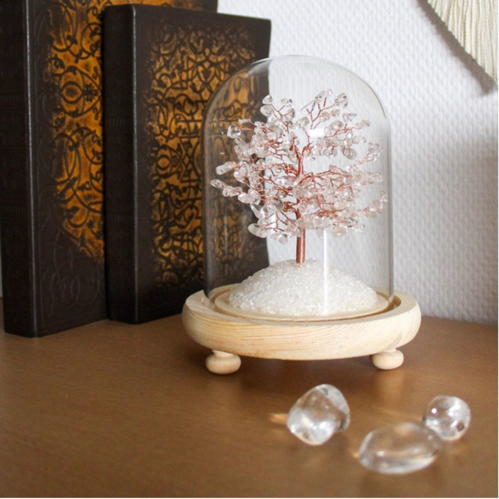 Arbre du Bonheur sous cloche Cristal de Roche