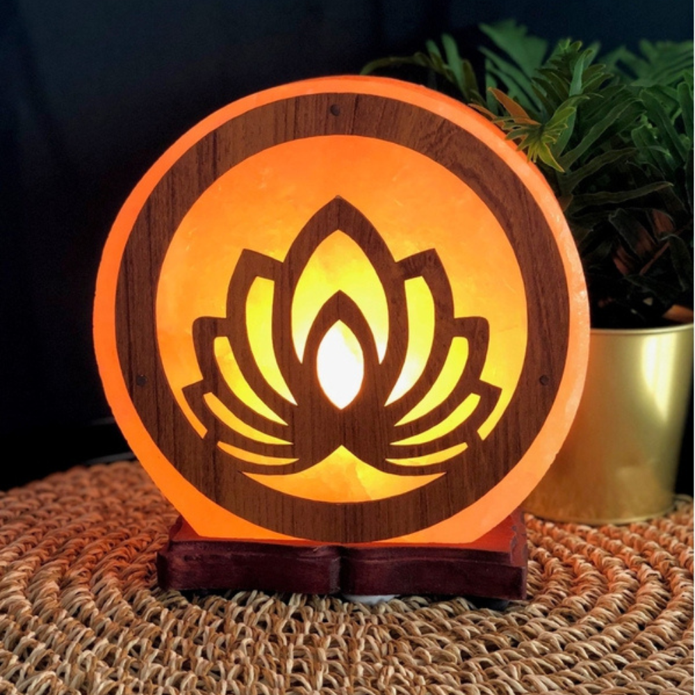 Lampe en Cristal de Sel 3D Lotus