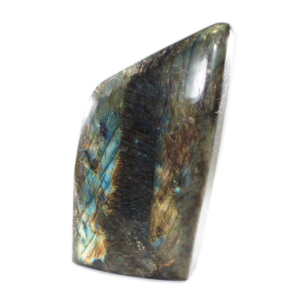 Pièce unique Labradorite EXTRA polie en bloc forme libre à poser de 970g