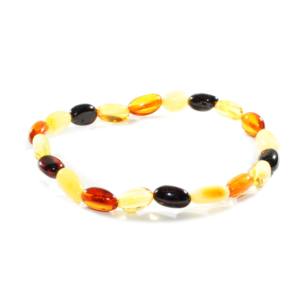 Bracelet pierres roulées d\'Ambre Multicolore - Qualité EXTRA