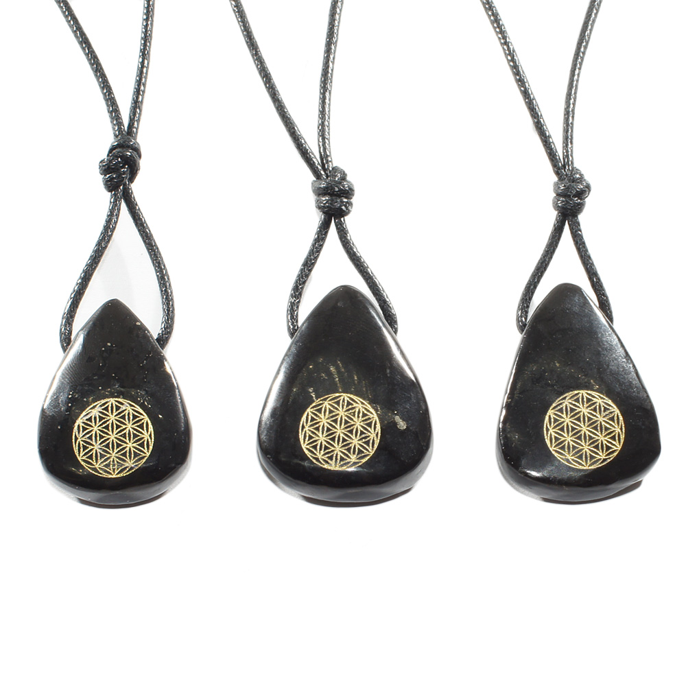 Pendentif-Shungite-et-fleur-de-vie-dorée-2