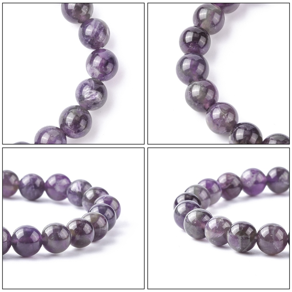 Bracelet en Améthyste "Relaxation et Sérénité" boules 8mm