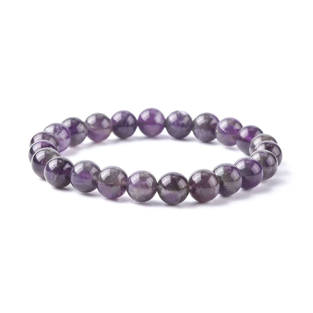 Bracelet en Améthyste Relaxation et Sérénité boules 8mm