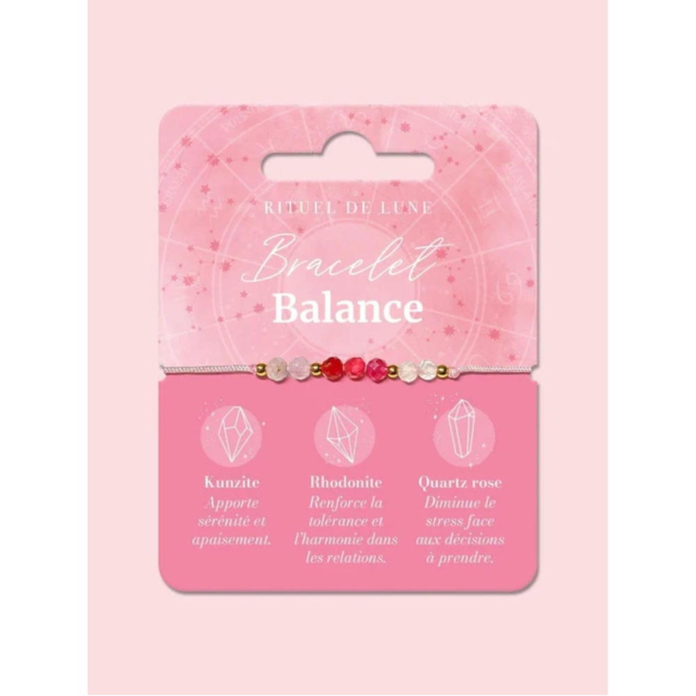 Bracelet Astrologie Balance : Kunzite, Rhodonite et Quartz Rose
