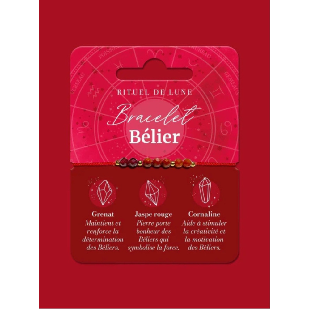 Bracelet Astrologie Bélier : Grenat, Jaspe rouge, et Cornaline