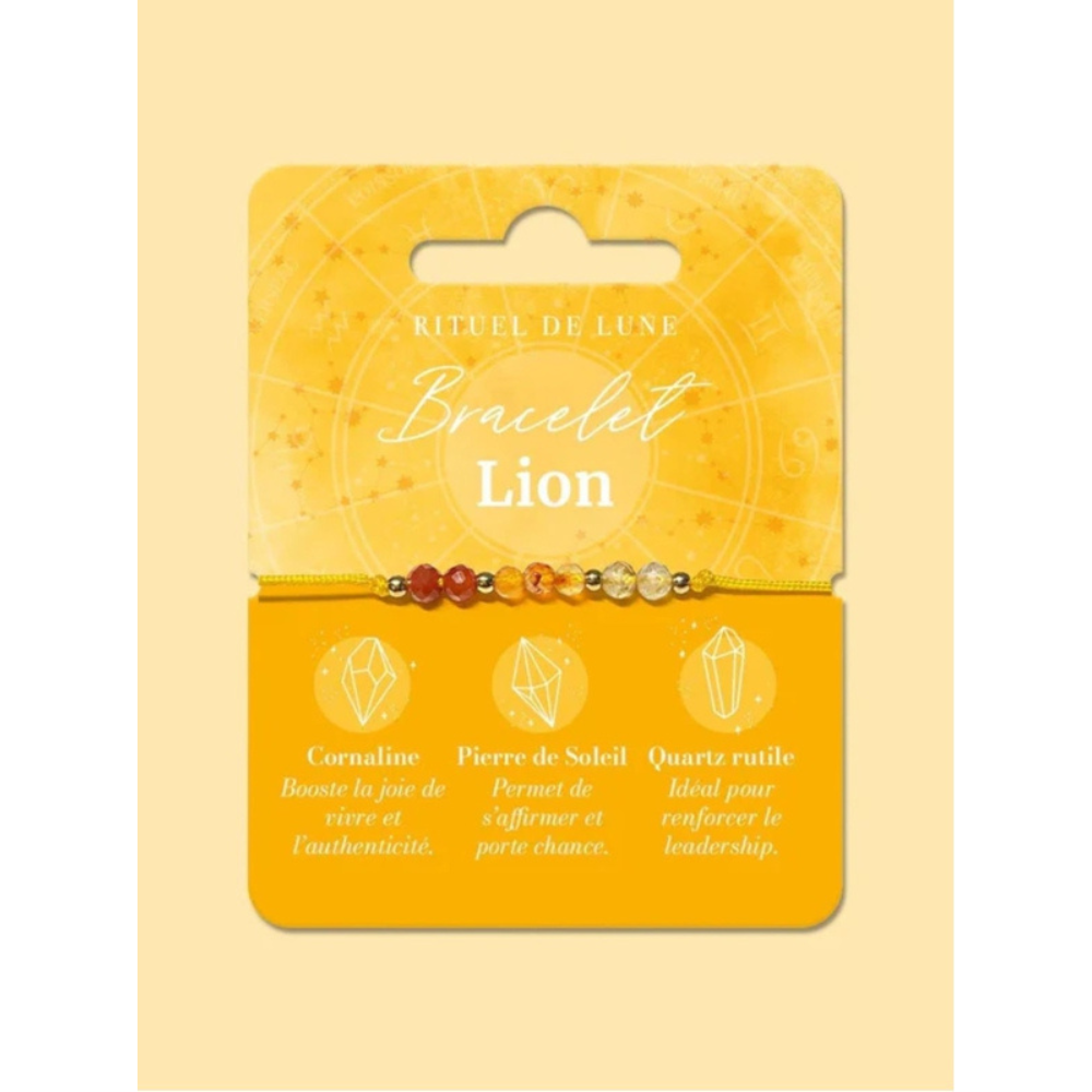 Bracelet Astrologie Lion : Cornaline, Pierre de soleil et Quartz rutile