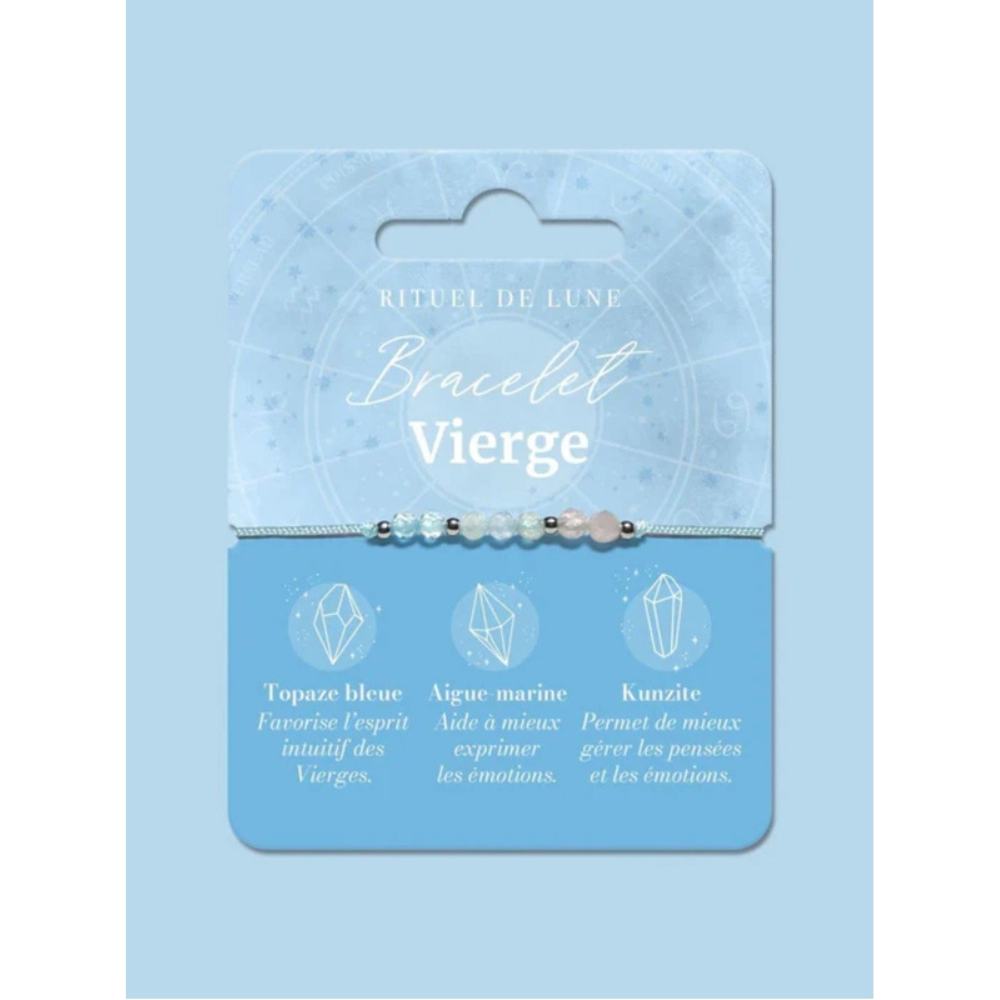 Bracelet Astrologie Vierge :  Topaze bleue, Aigue-marine et Kunzite