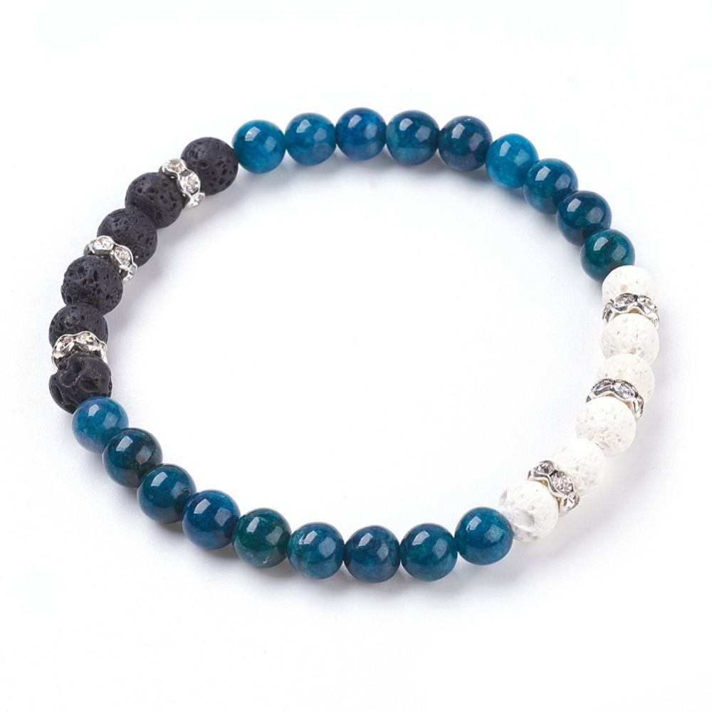Bracelet Pierre de lave et Apatite bleue 6mm - Énergie et Clarté