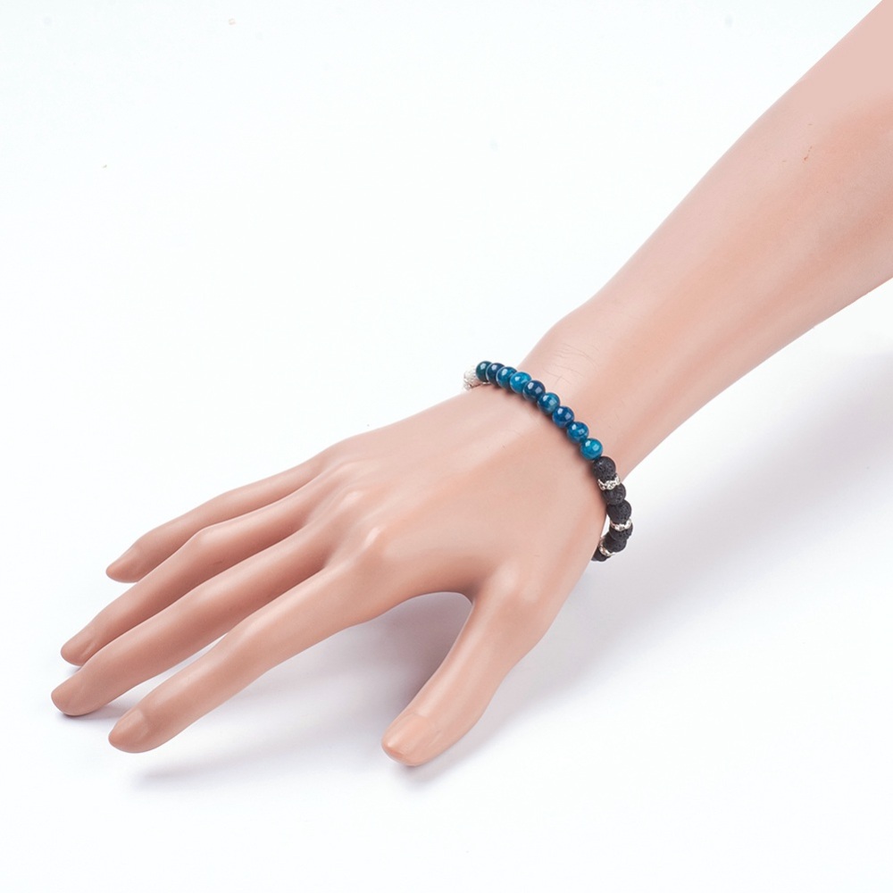 Bracelet Pierre de lave et Apatite bleue 6mm - Énergie et Clarté