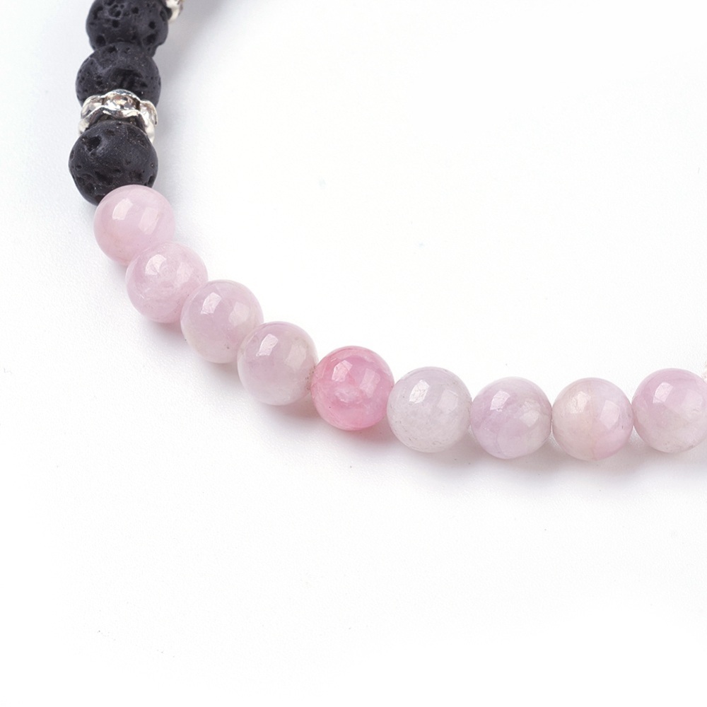 Bracelet Pierre de lave et Kunzite rose 6mm - Équilibre et Sérénité