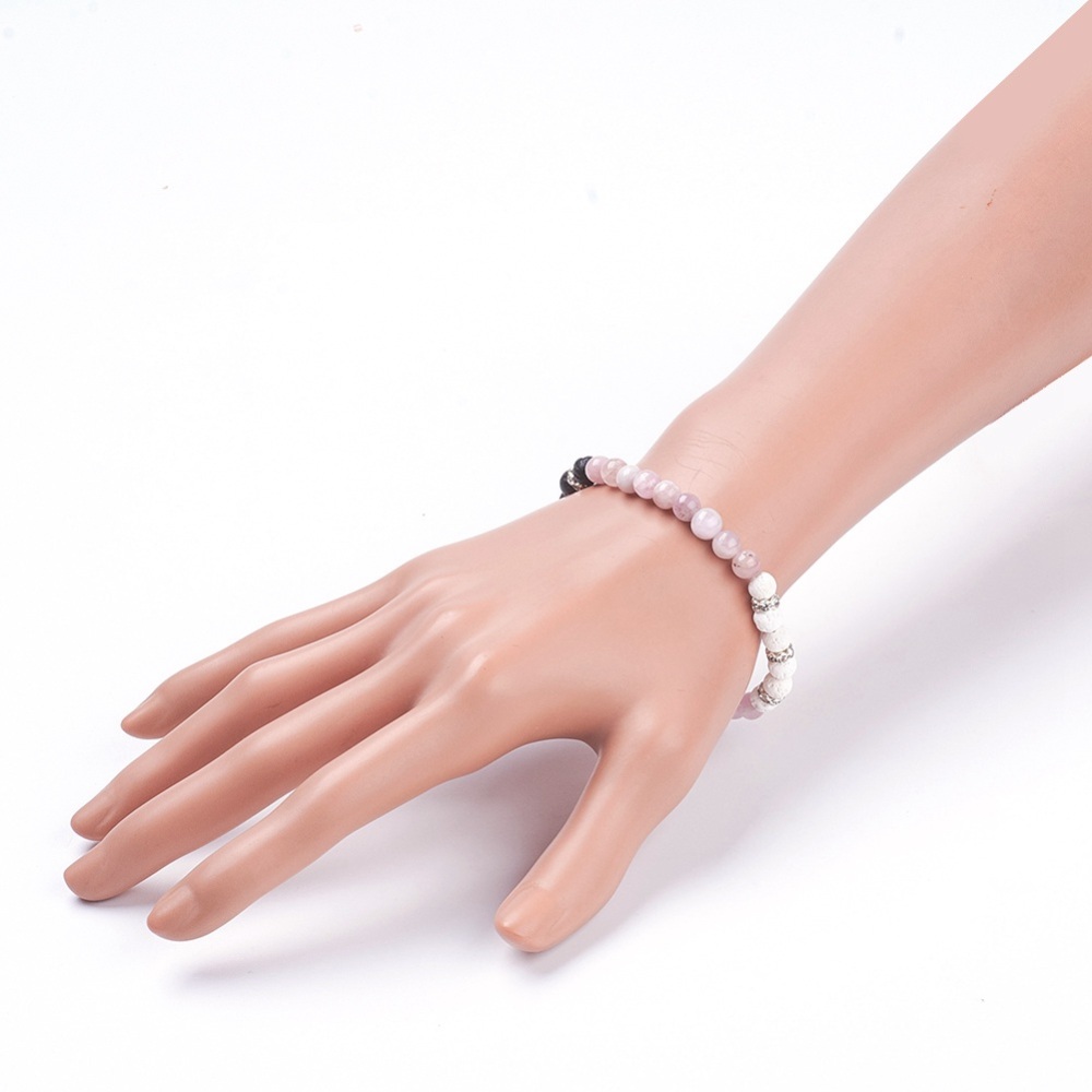 Bracelet Pierre de lave et Kunzite rose 6mm - Équilibre et Sérénité