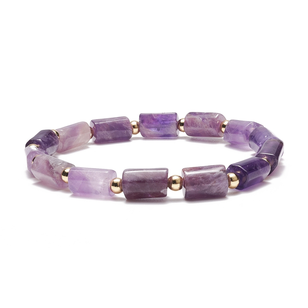 Bracelet en améthyste en forme de cylindre - Apaisement et Équilibre