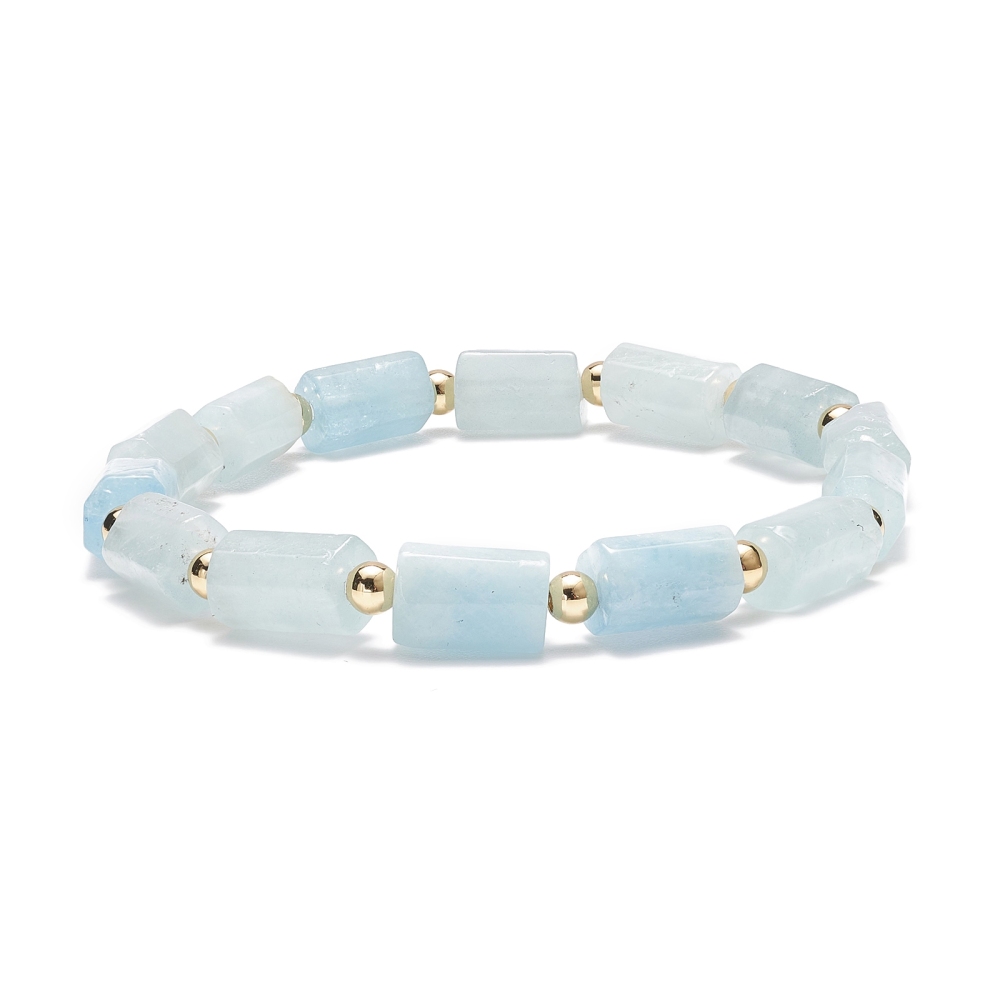 Bracelet en Aigue Marine Cylindrique - Sérénité et Harmonie