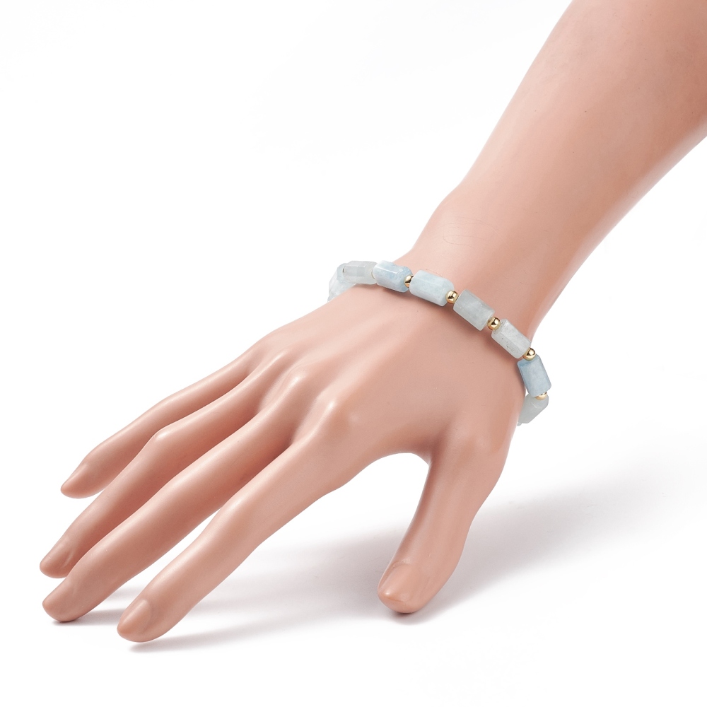 Bracelet en Aigue Marine Cylindrique - Sérénité et Harmonie